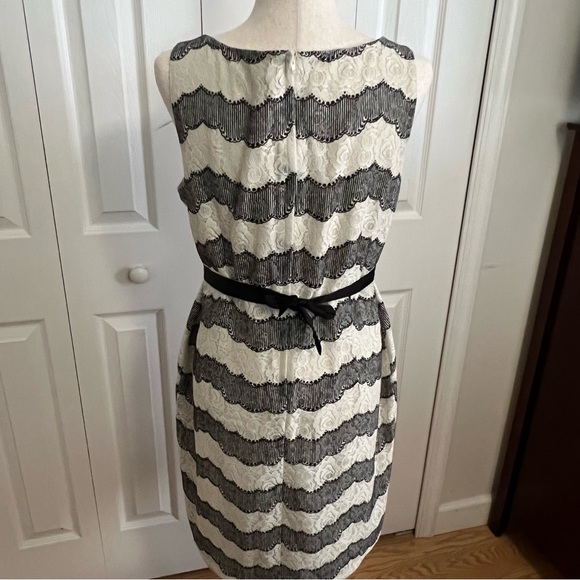 Eva Mendes for New York & Company Black and Cream Lace Mini Dress size 12 - Picture 2 of 10